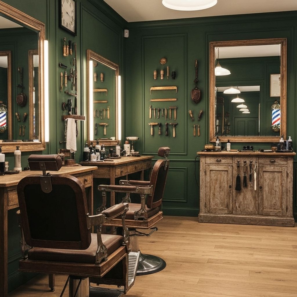Interior clássico de barbearia